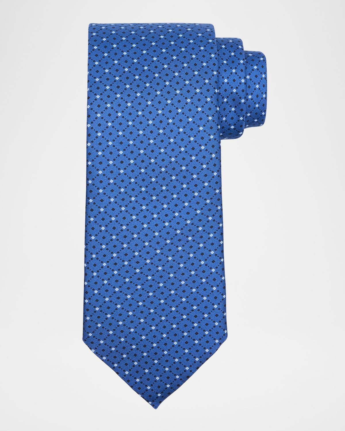 ZEGNA Men's Diamond-Print Silk Tie