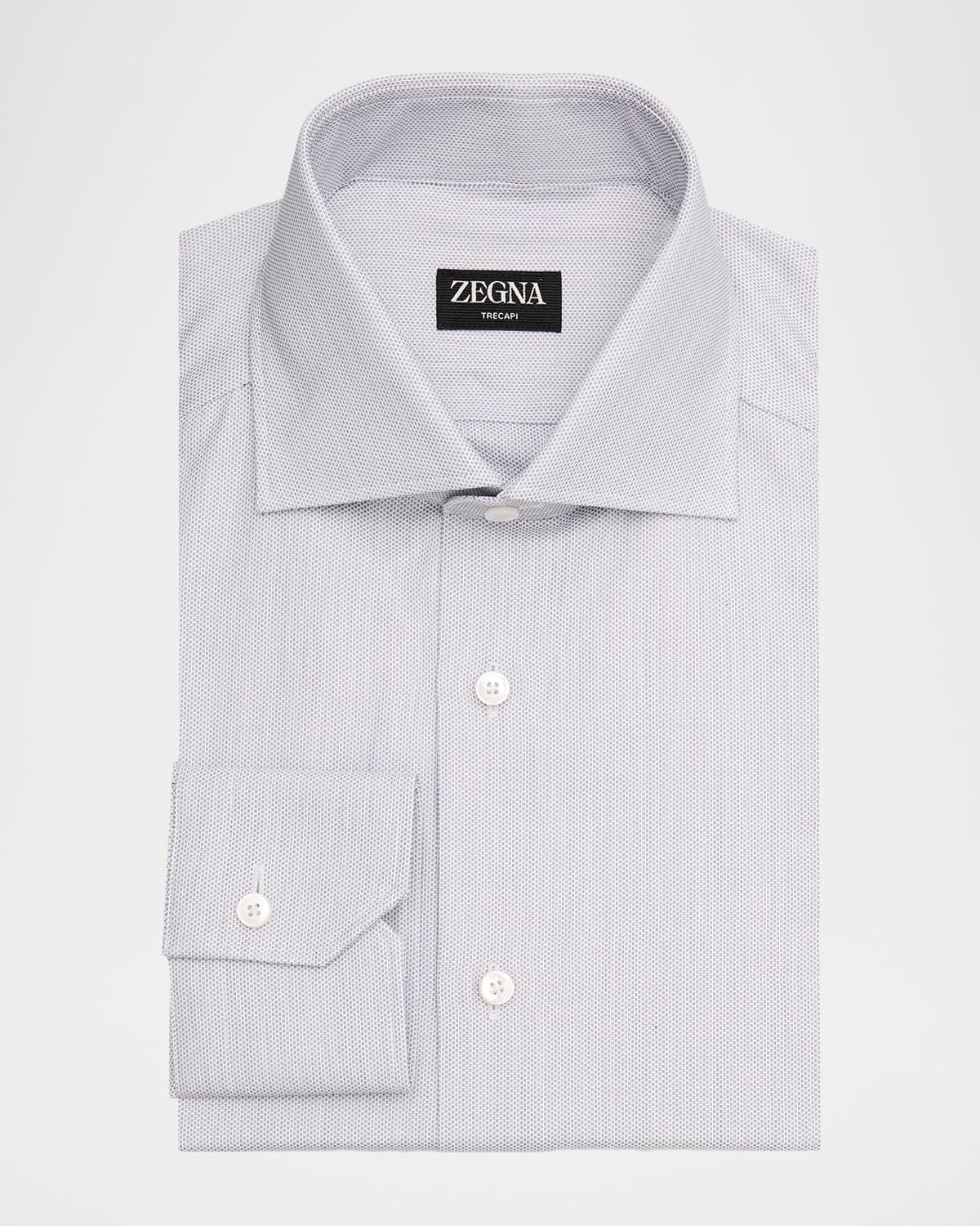 ZEGNA Men's Micro-Dot Cotton Dress Shirt