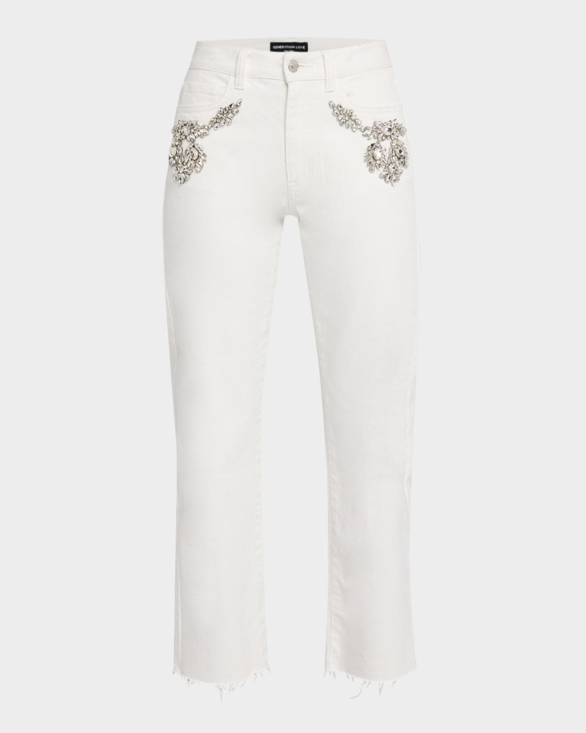 Generation Love Carolyn Embellished Straight Crop Jeans