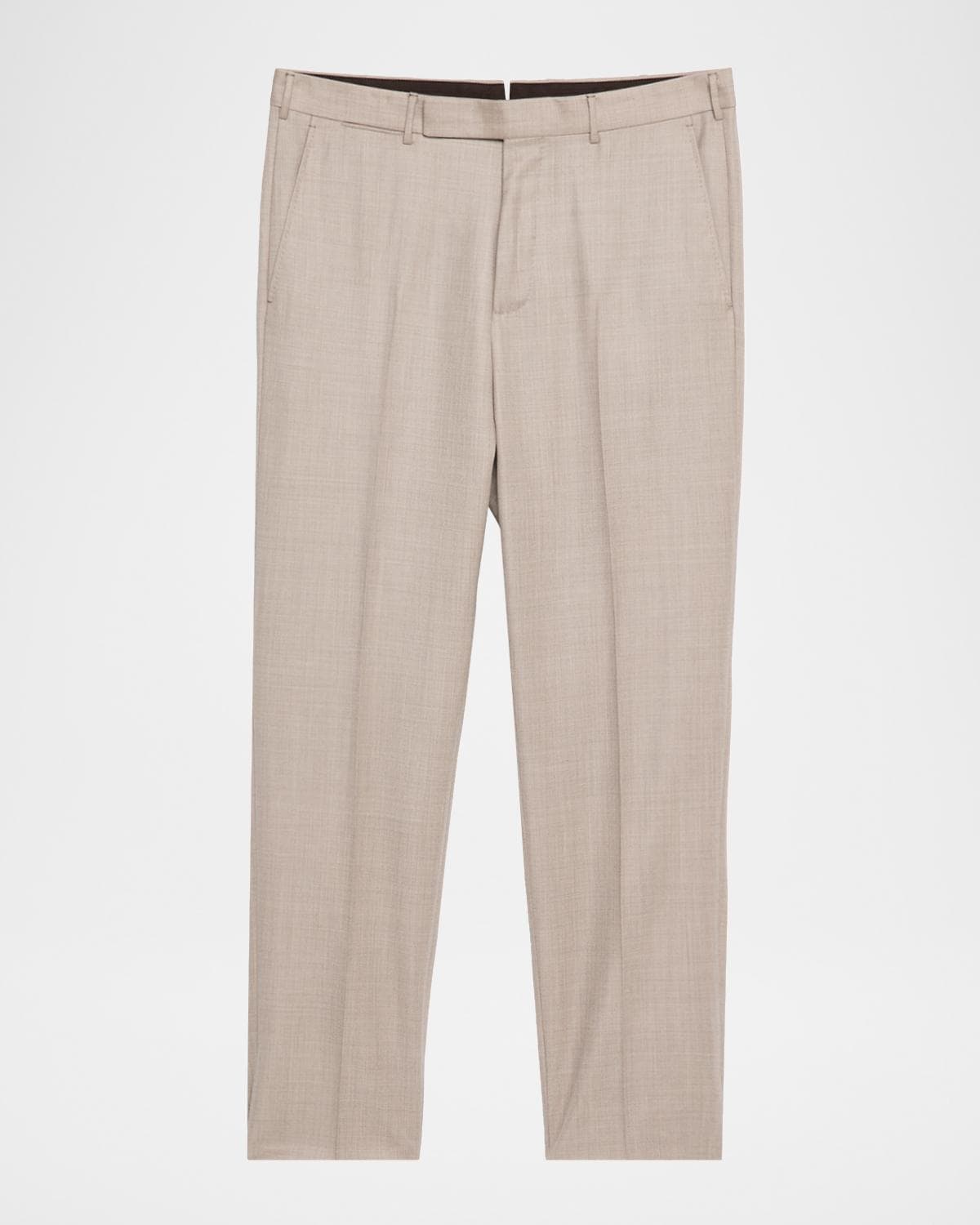 ZEGNA Men's Cavalry Twill Sharkskin Flat-Front Trousers