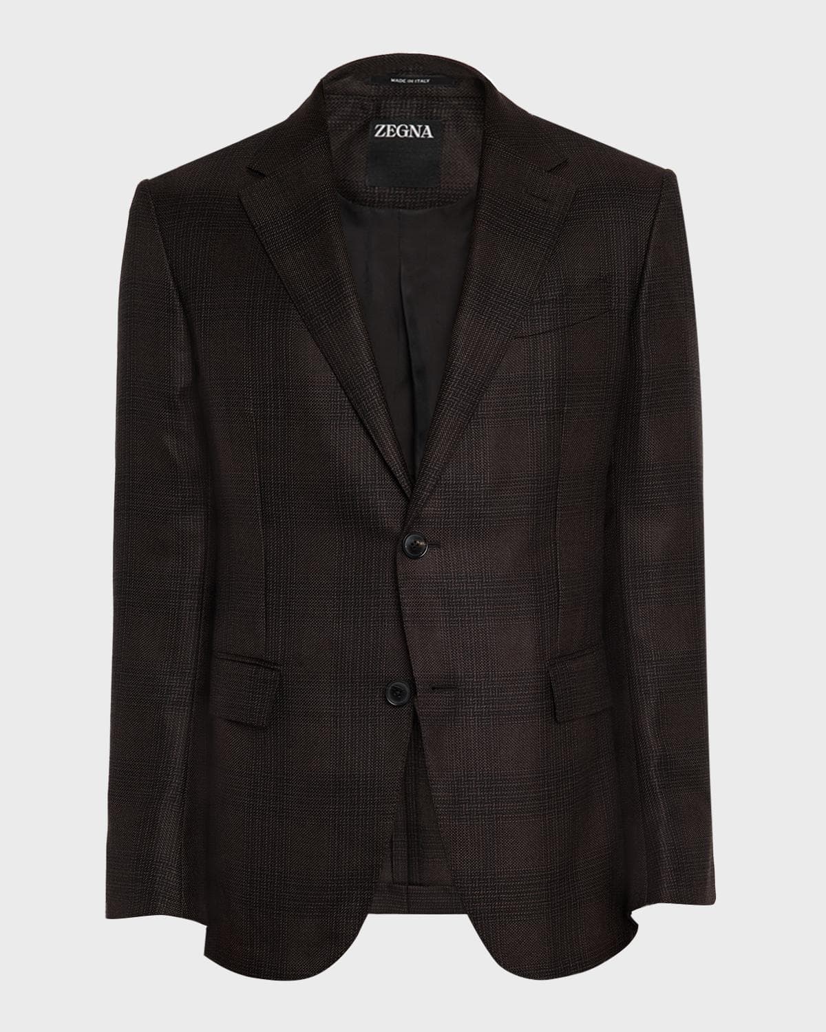 ZEGNA Men's Cashmere and Silk Tonal Plaid Sport Coat