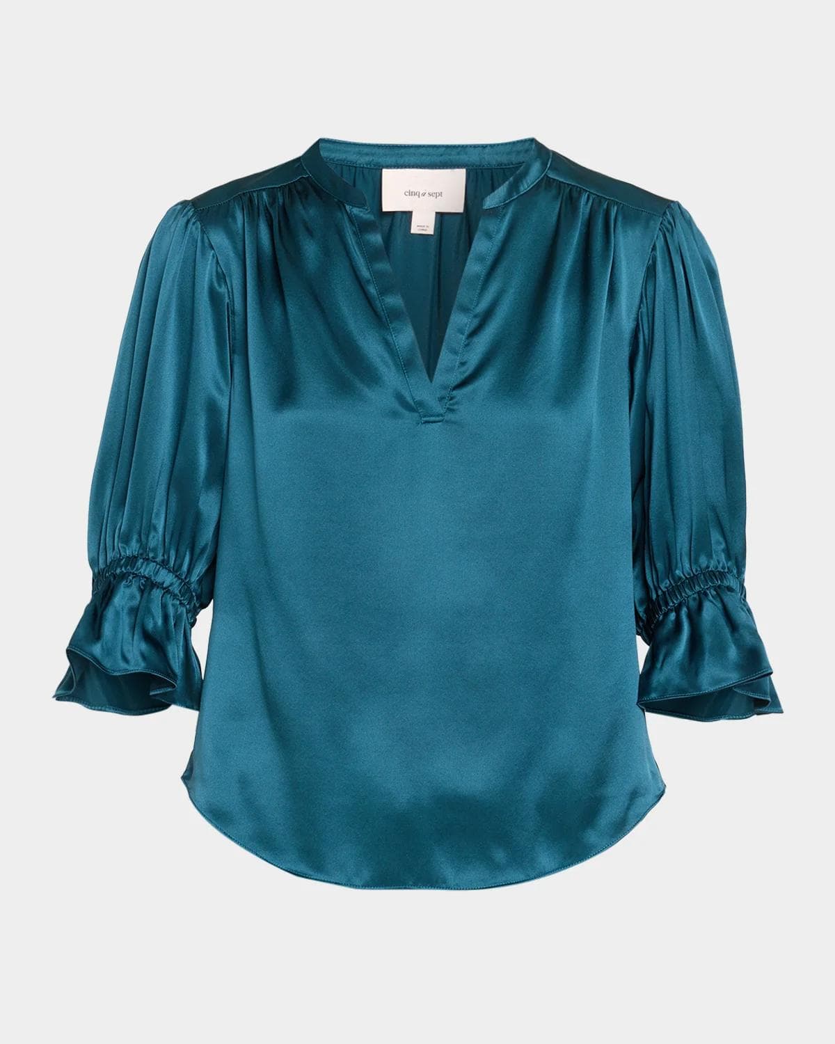 Cinq à Sept Fiona Silk Split-Neck Top