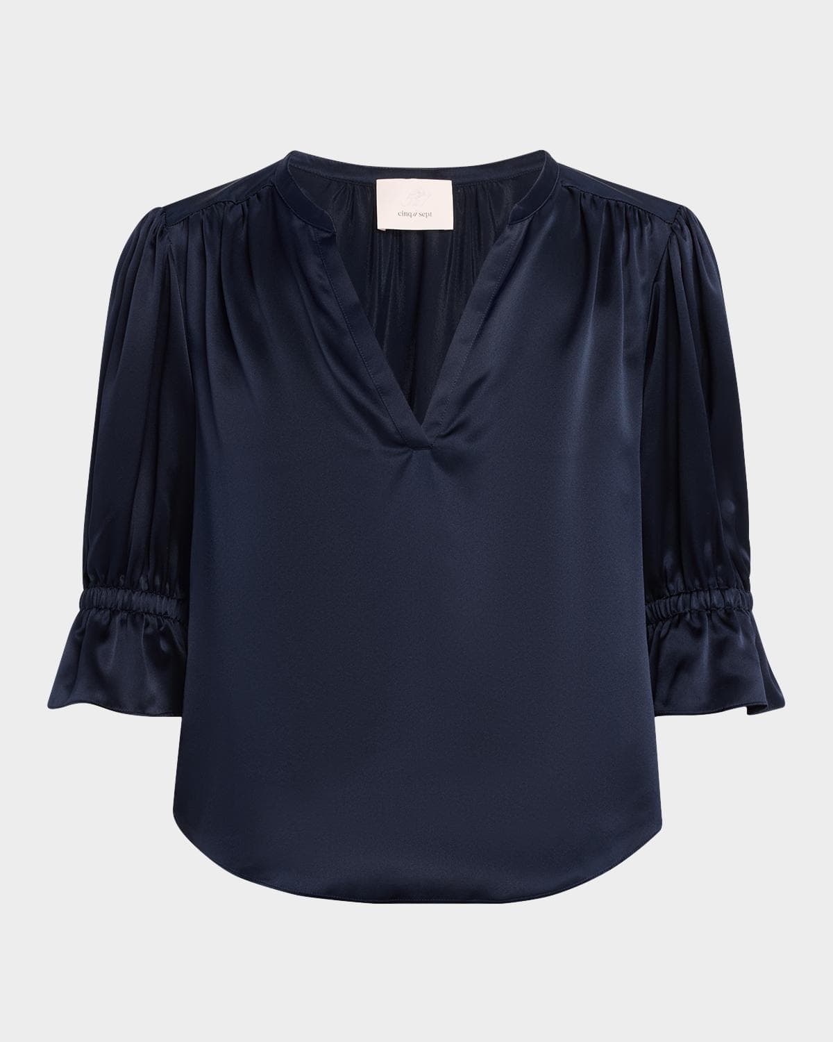 Cinq à Sept Fiona Silk Split-Neck Top