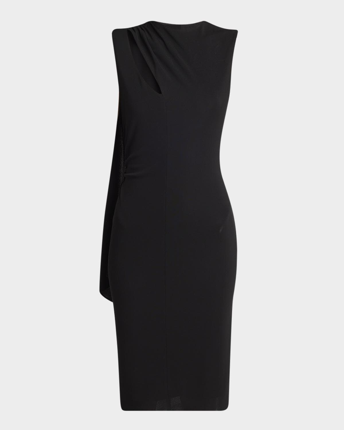 TOM FORD Cutout Shoulder-Drape Viscose Crepe Jersey Cocktail Dress