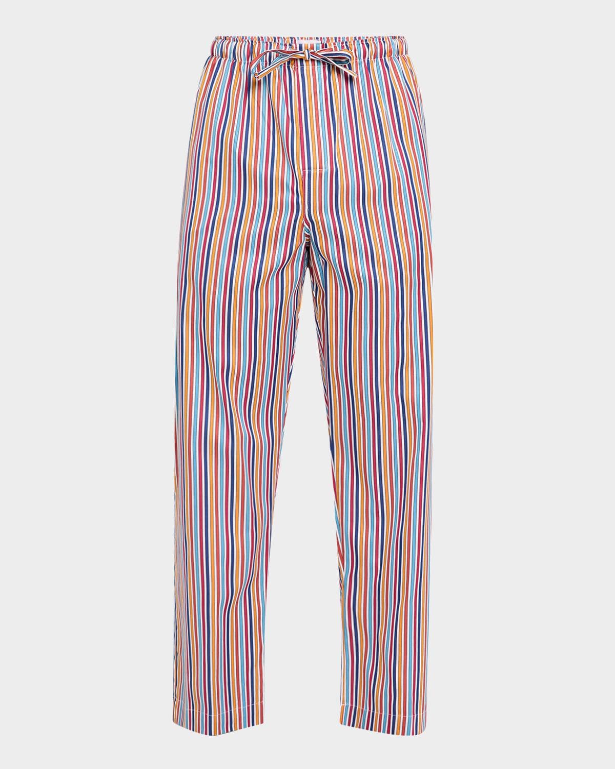 Derek Rose Men's Wellington Multi-Color Stripe Lounge Pants