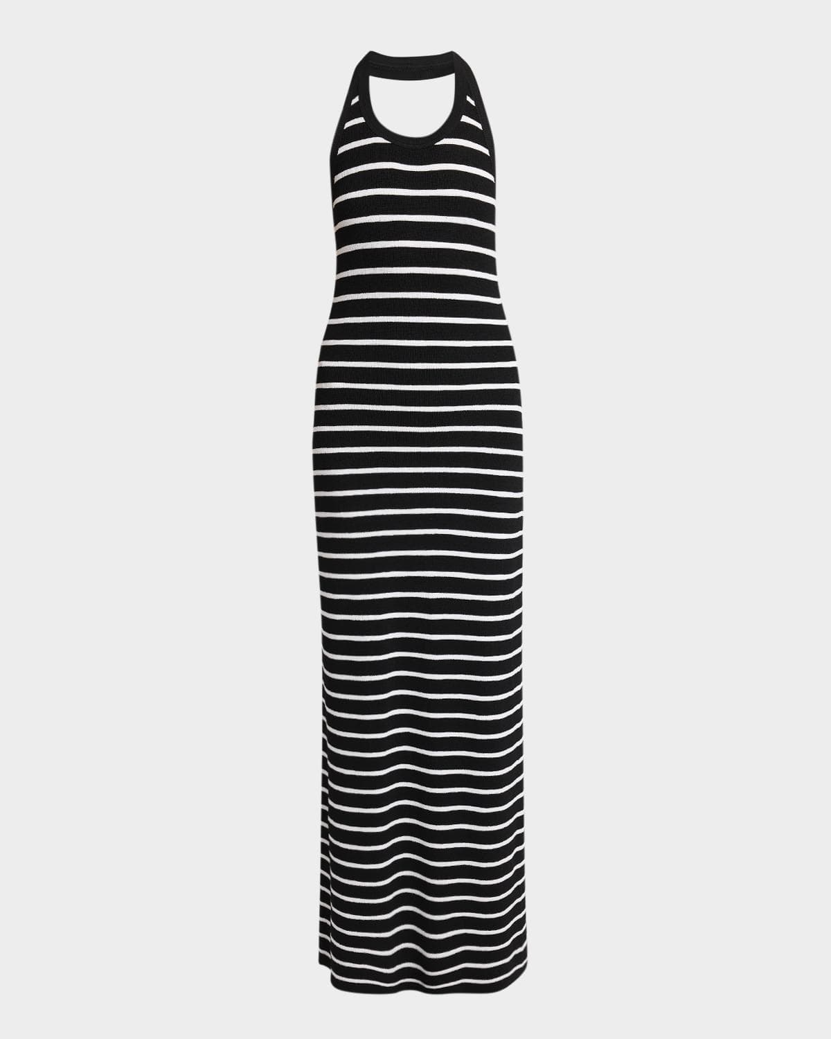 Proenza Schouler Meryl Striped Matte Viscose Rib Halter Maxi Dress