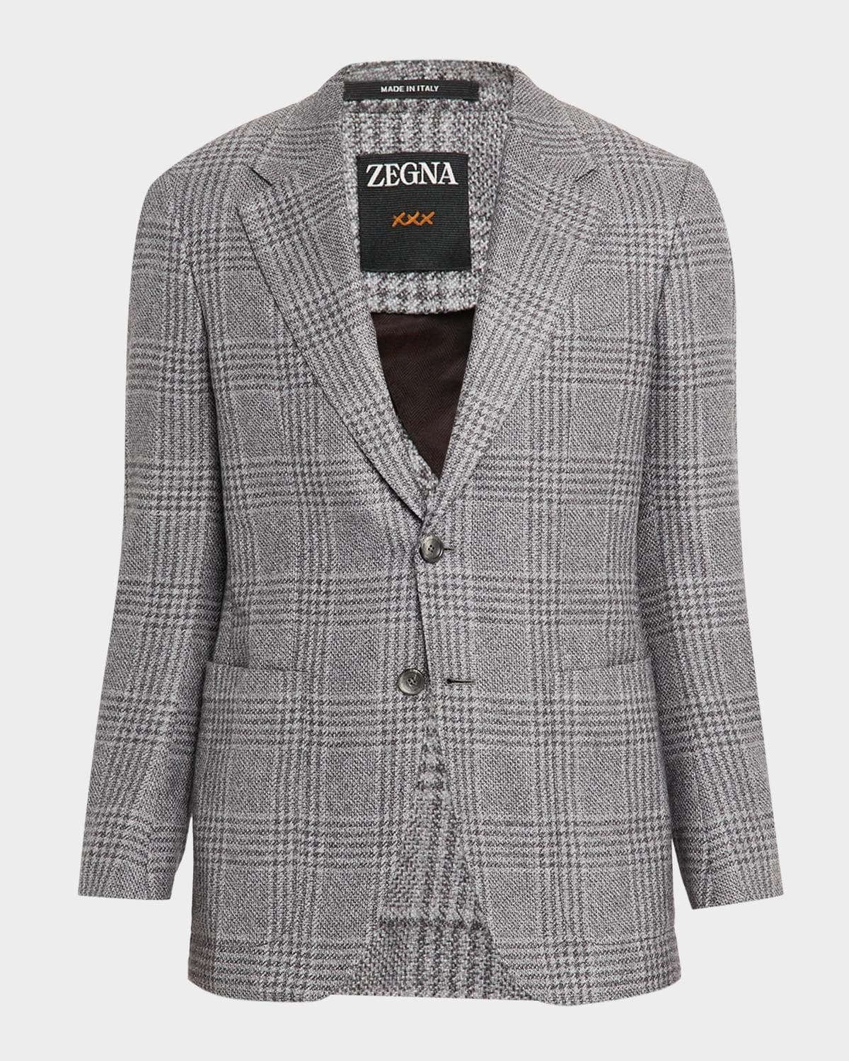 ZEGNA Men's Cashmere and Silk Plaid Two-Button Sport Coat