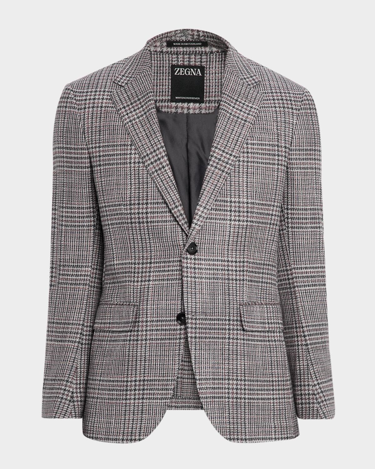 ZEGNA Men's Glen Plaid Winter Crossover Notch-Lapel Sport Coat