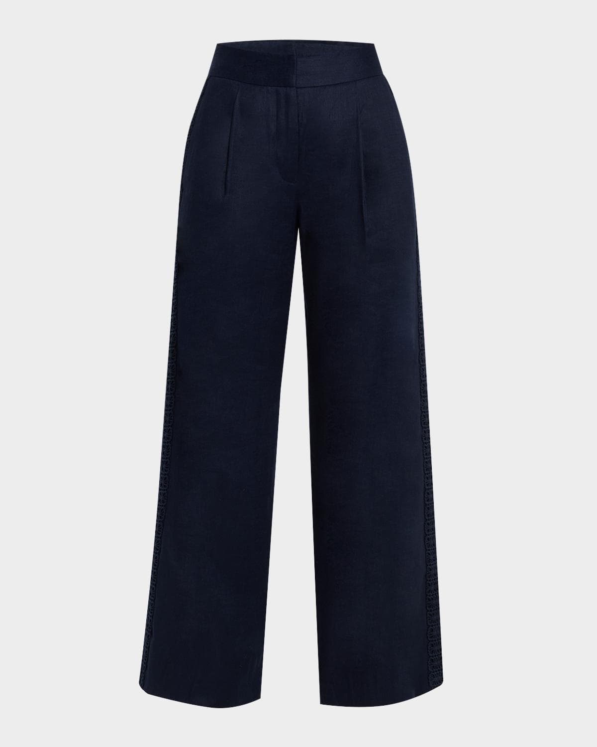 Elie Tahari The Aster Lace-Trim Linen Pants