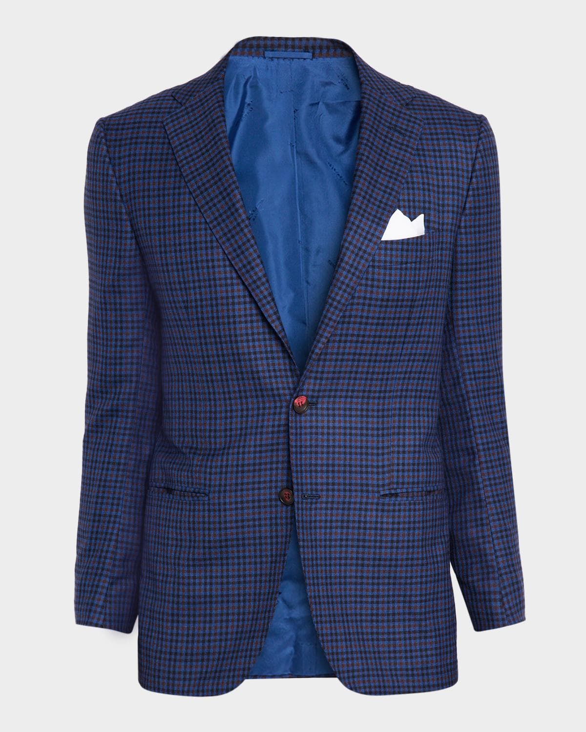 Kiton Men's Soft Cashmere Multi-Check Sport Coat