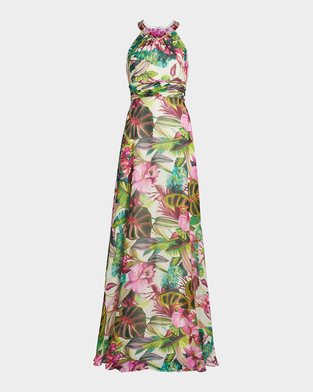 Rickie Freeman for Teri Jon Embellished Floral Chiffon Gown