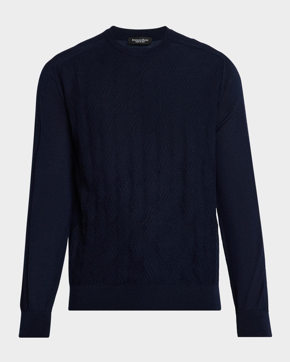 Stefano Ricci Men's Cashmere and Silk Diamond Jacquard Crewneck Sweater