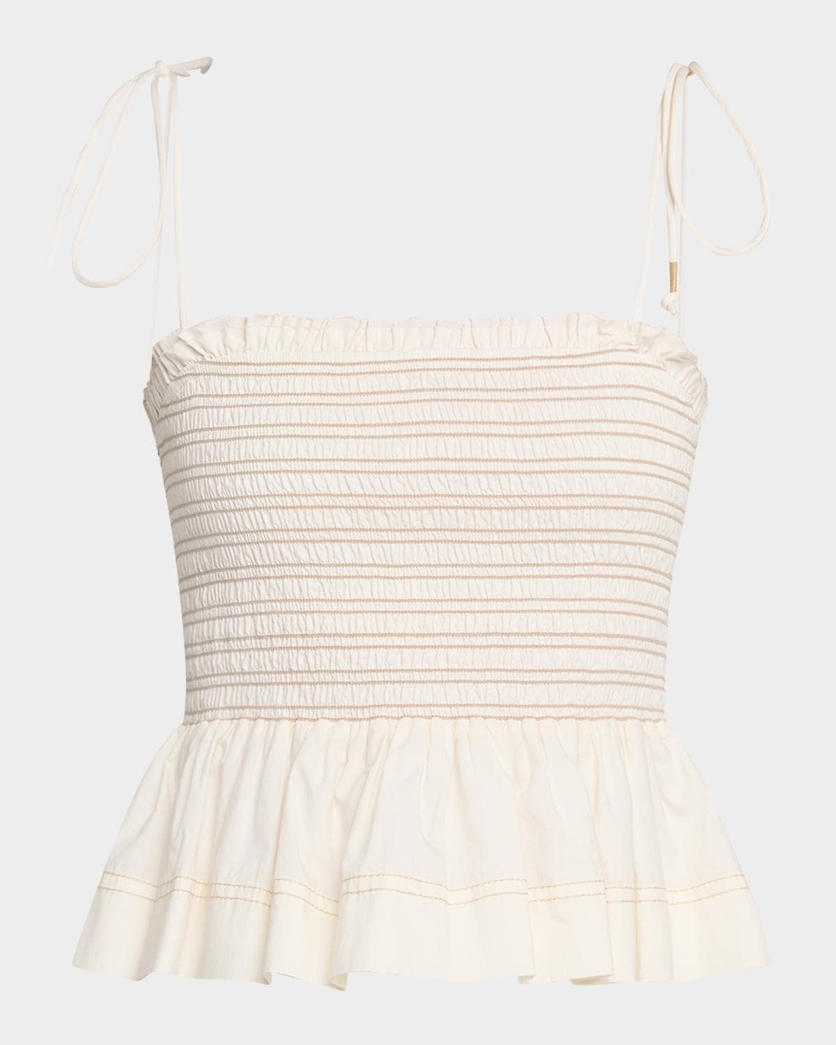 Veronica Beard Ophelia Smocked Sleeveless Peplum Top