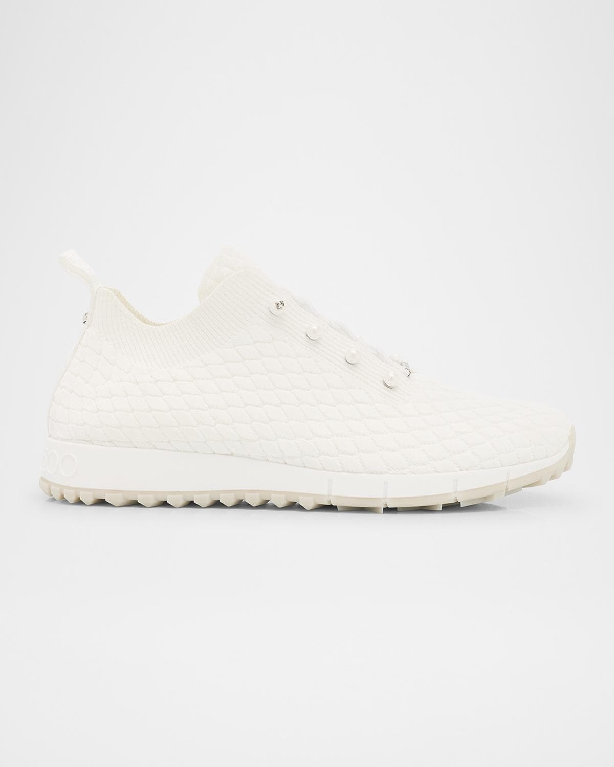 Jimmy Choo Veles Cotton Knit Pearly Stud Sneakers