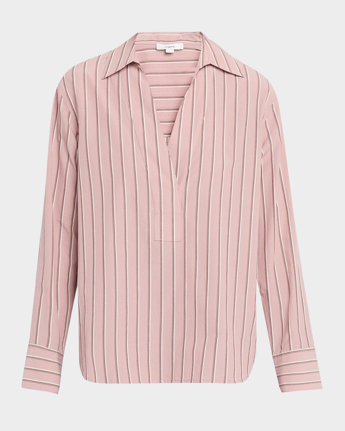 Vince Pinstripe Long-Sleeve Popover Shirt