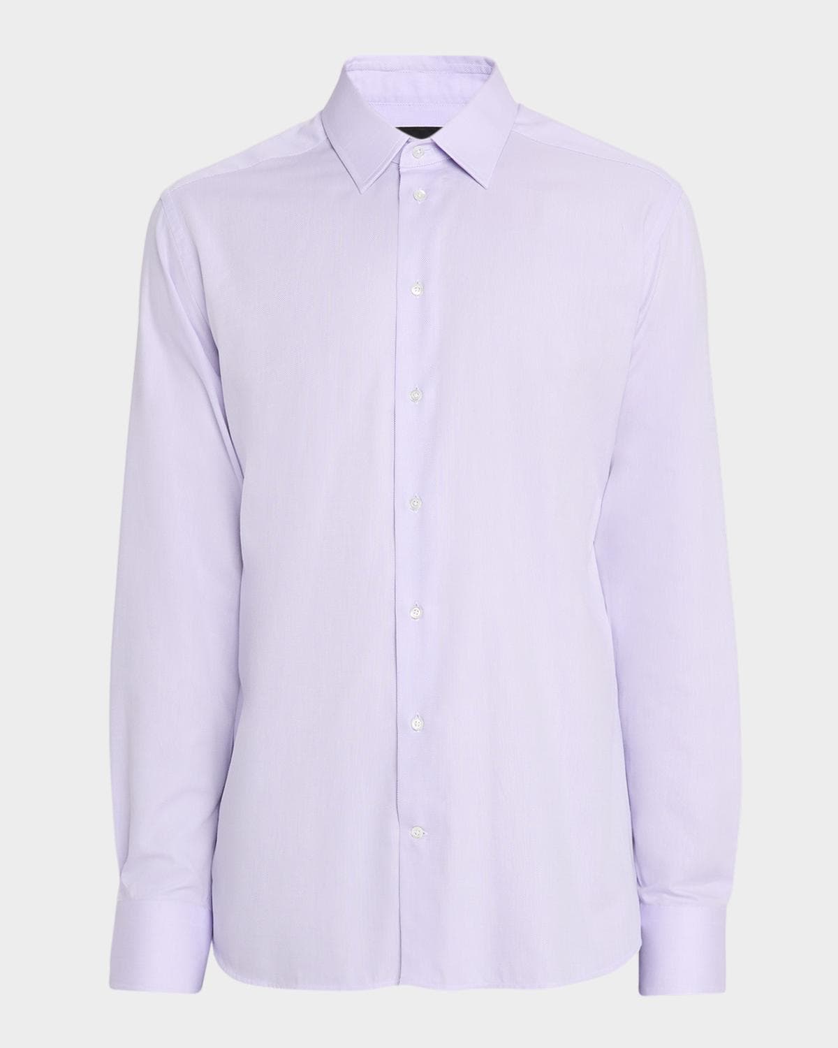 Emporio Armani Men's Cotton Micro-Texture Point Collar Dress Shirt