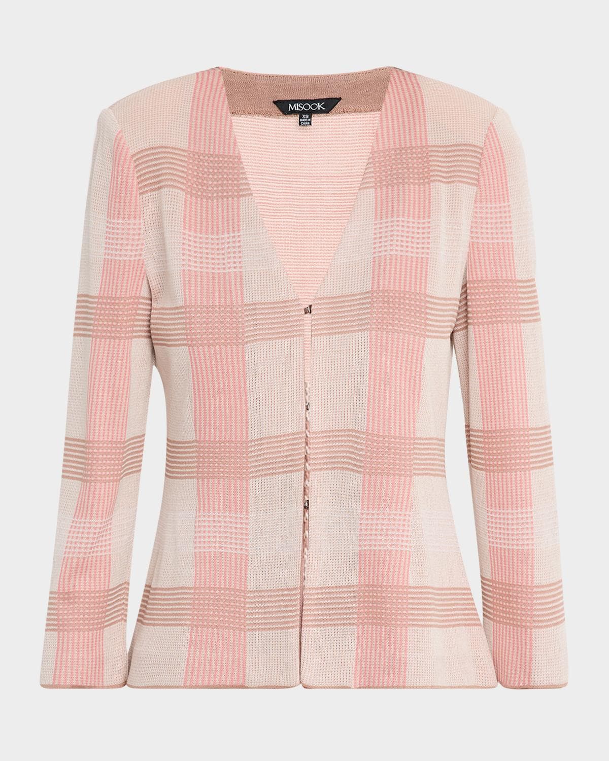 Misook Tailored Plaid Knit Jacket