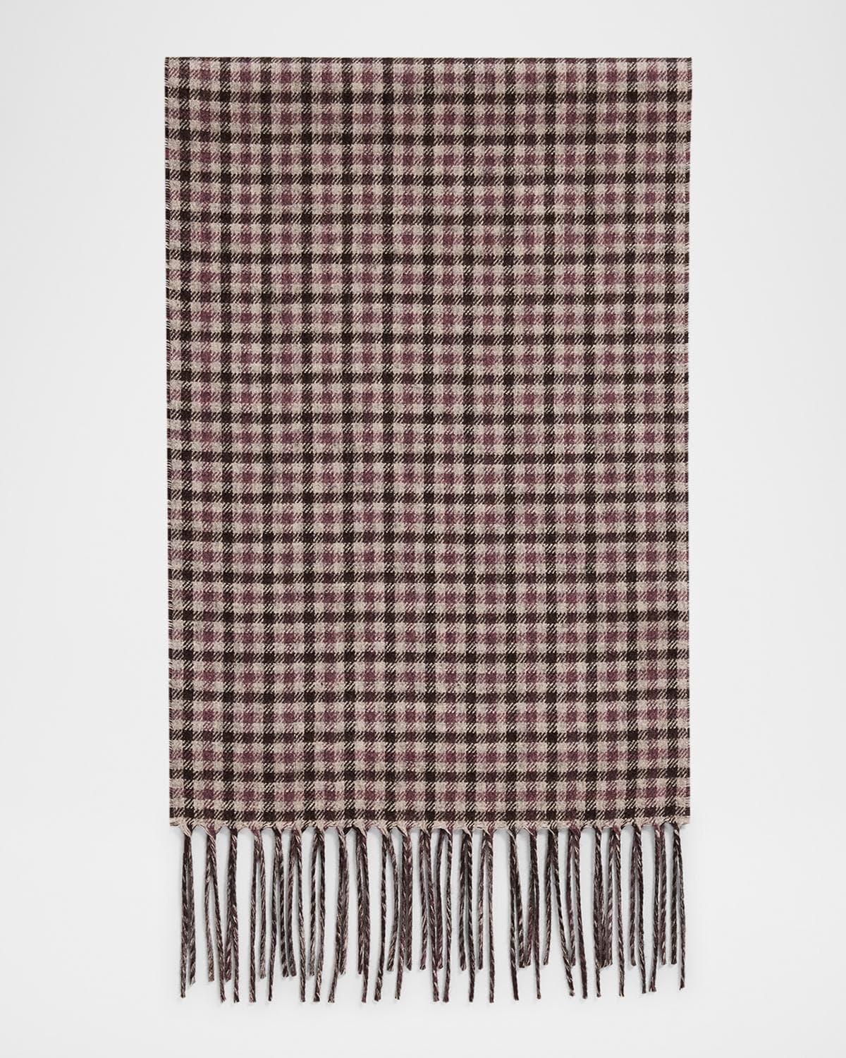 PIACENZA 1733 Men's Iperico Windowpane to Gingham Silk and Cashmere Scarf
