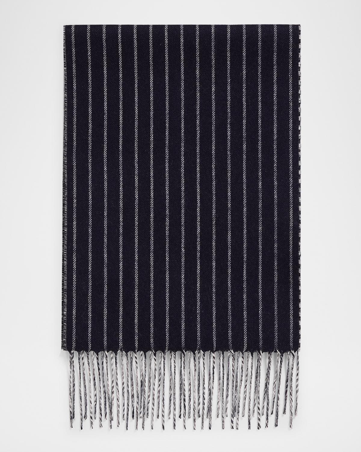 PIACENZA 1733 Men's Lizard Solid to Stripe Double-Face Silk and Cashmere Scarf