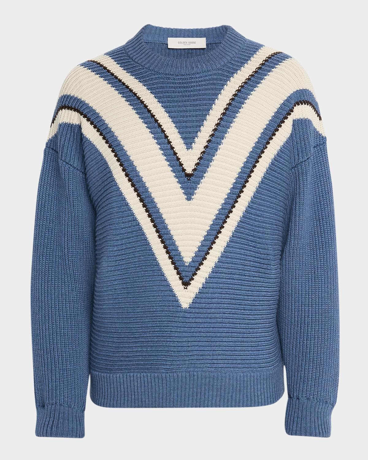 Golden Goose Men's Journey Wool Jacquard V-Style Crewneck Sweater
