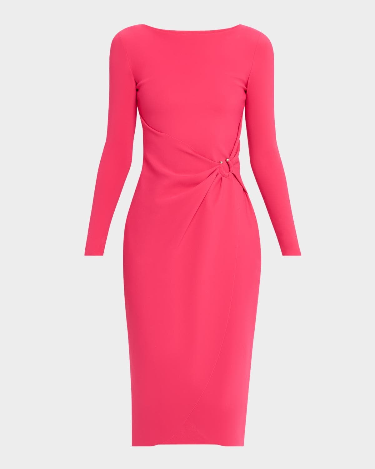 Chiara Boni La Petite Robe Gathered Bateau-Neck Midi Sheath Dress