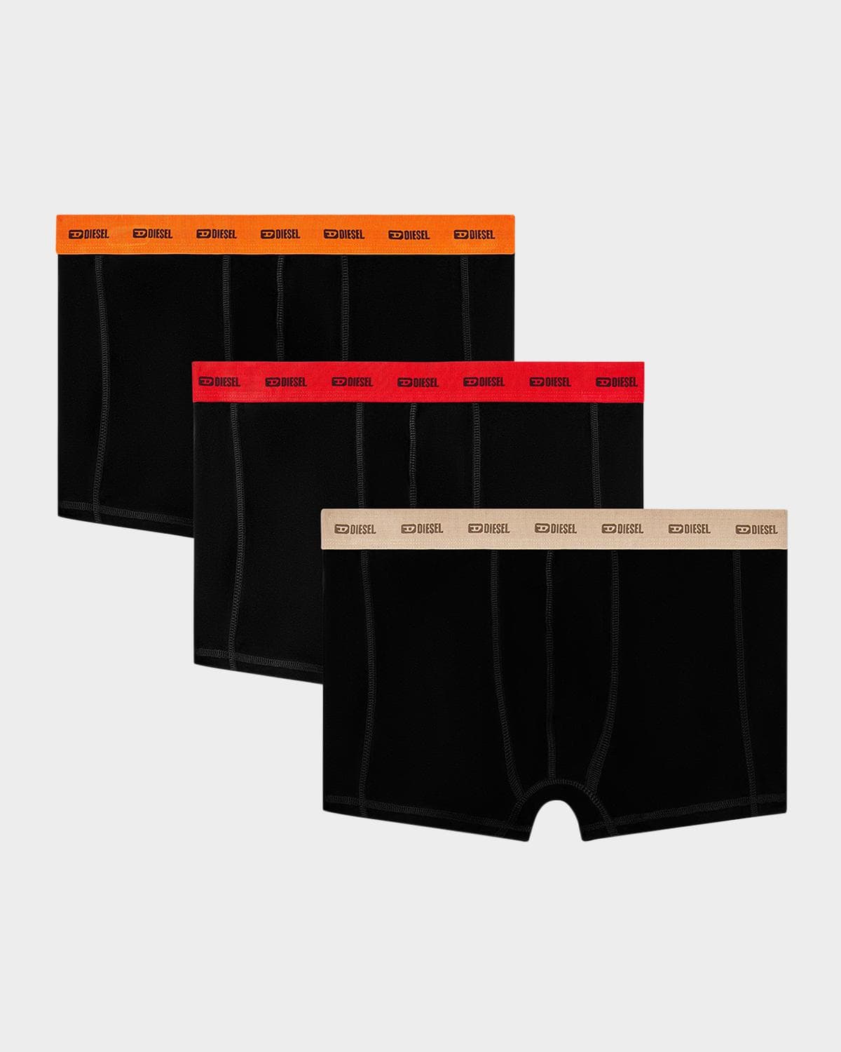 Diesel Men's Damien Logo Waistband 3-Pack Boxer Briefs