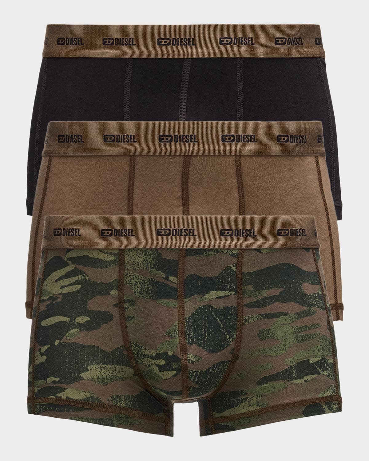 Diesel Men's Damien Logo Waistband 3-Pack Boxer Briefs
