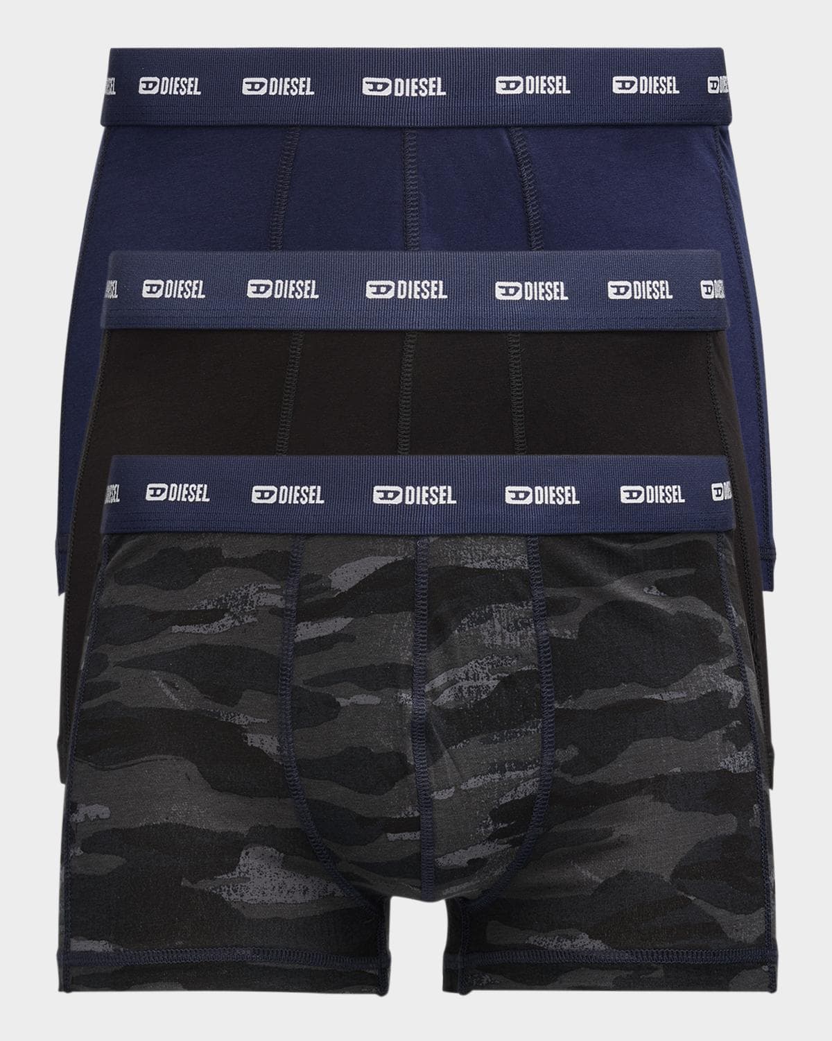 Diesel Men's Damien Logo Waistband 3-Pack Boxer Briefs