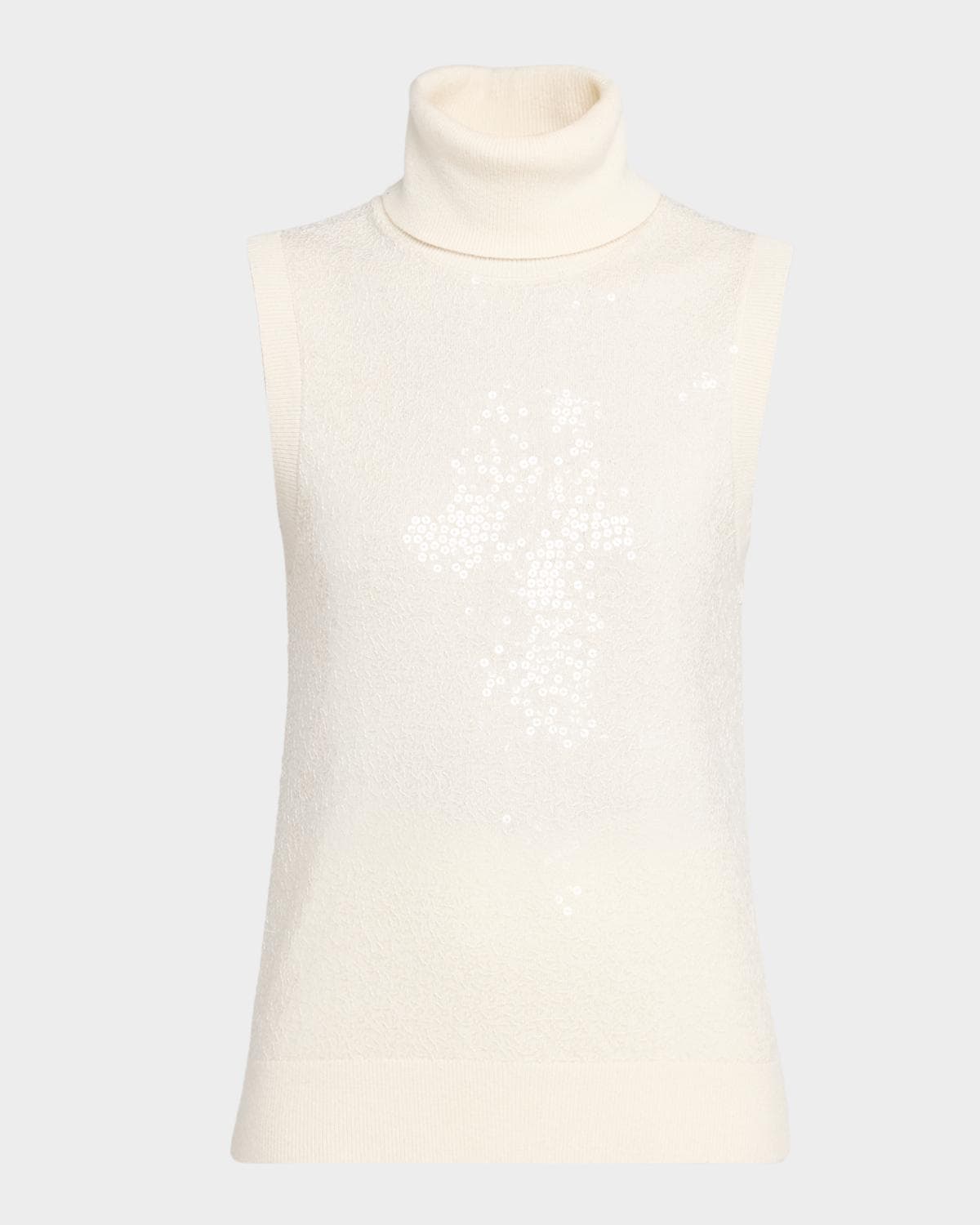 Michael Kors Collection Sequined Sleeveless Cashmere Turtleneck