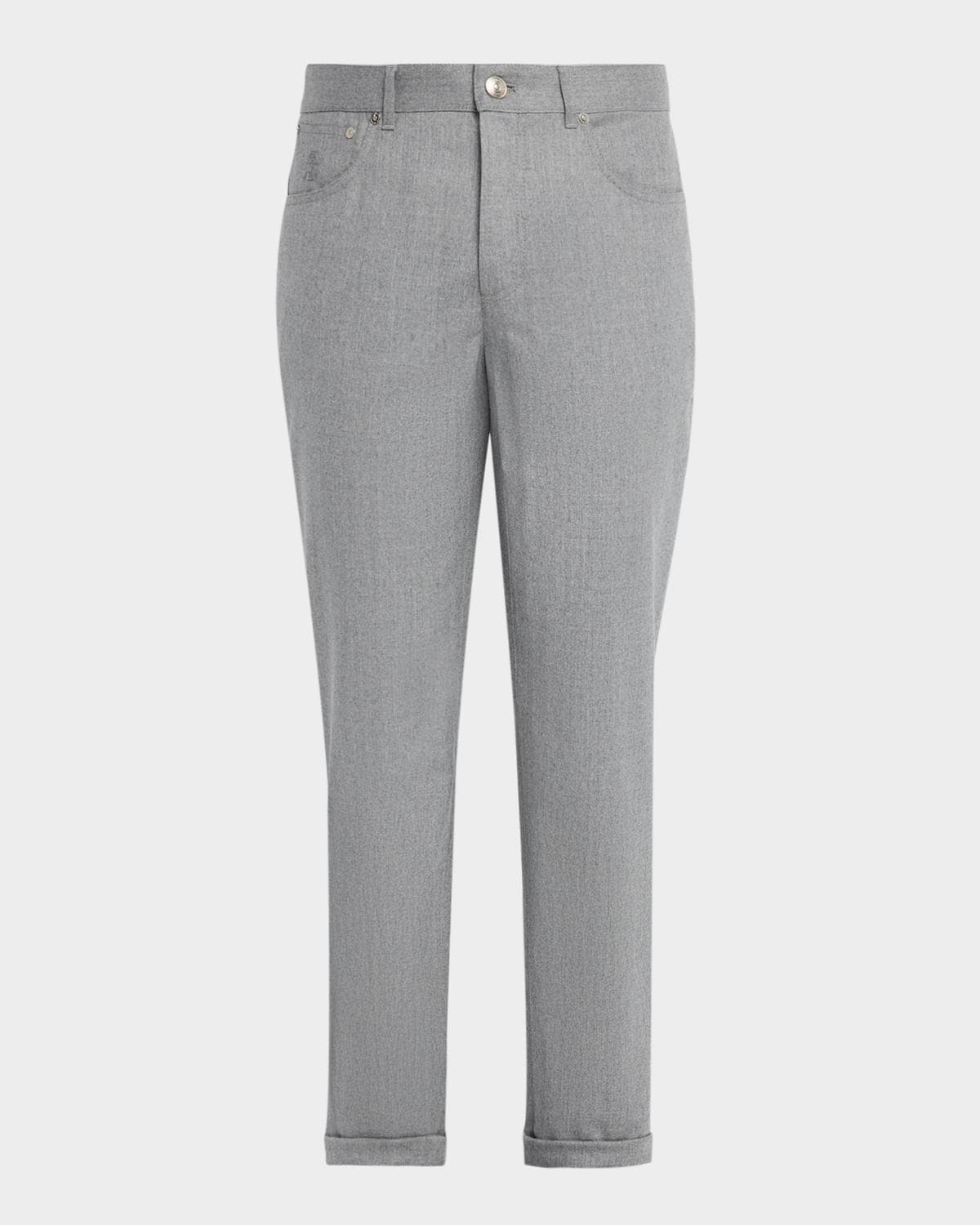 Brunello Cucinelli Men's Wool Flannel Five-Pocket Pants