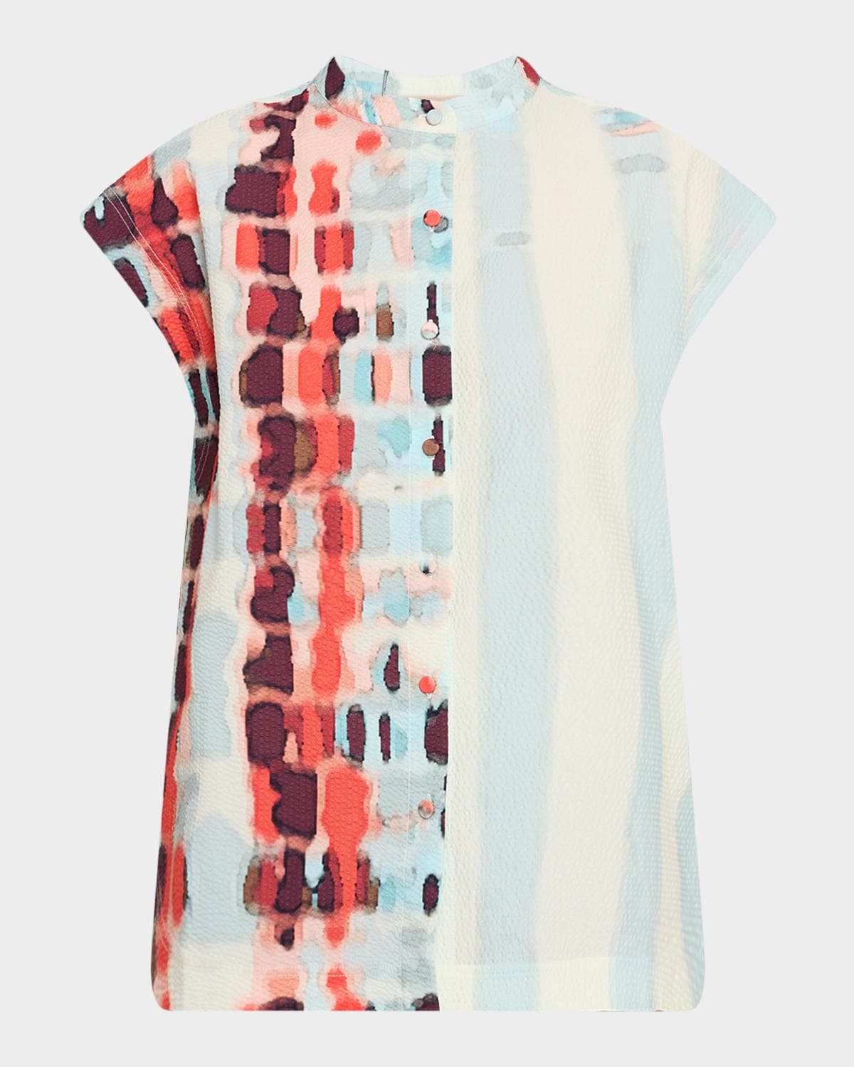 Silvia Tcherassi Adele Short-Sleeve Textured Blouse · MEDIUM