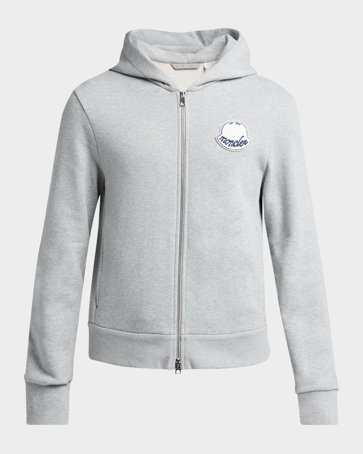 Moncler Men's Chenille-Logo Full-Zip Hoodie