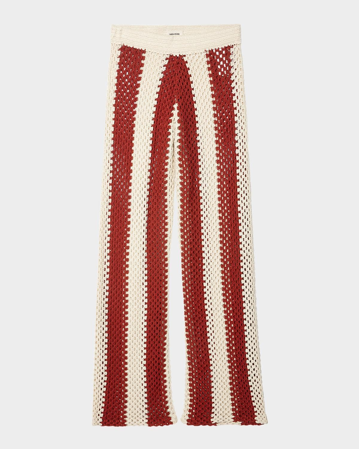 Zadig & Voltaire Pia Striped Crochet-Knit Pants