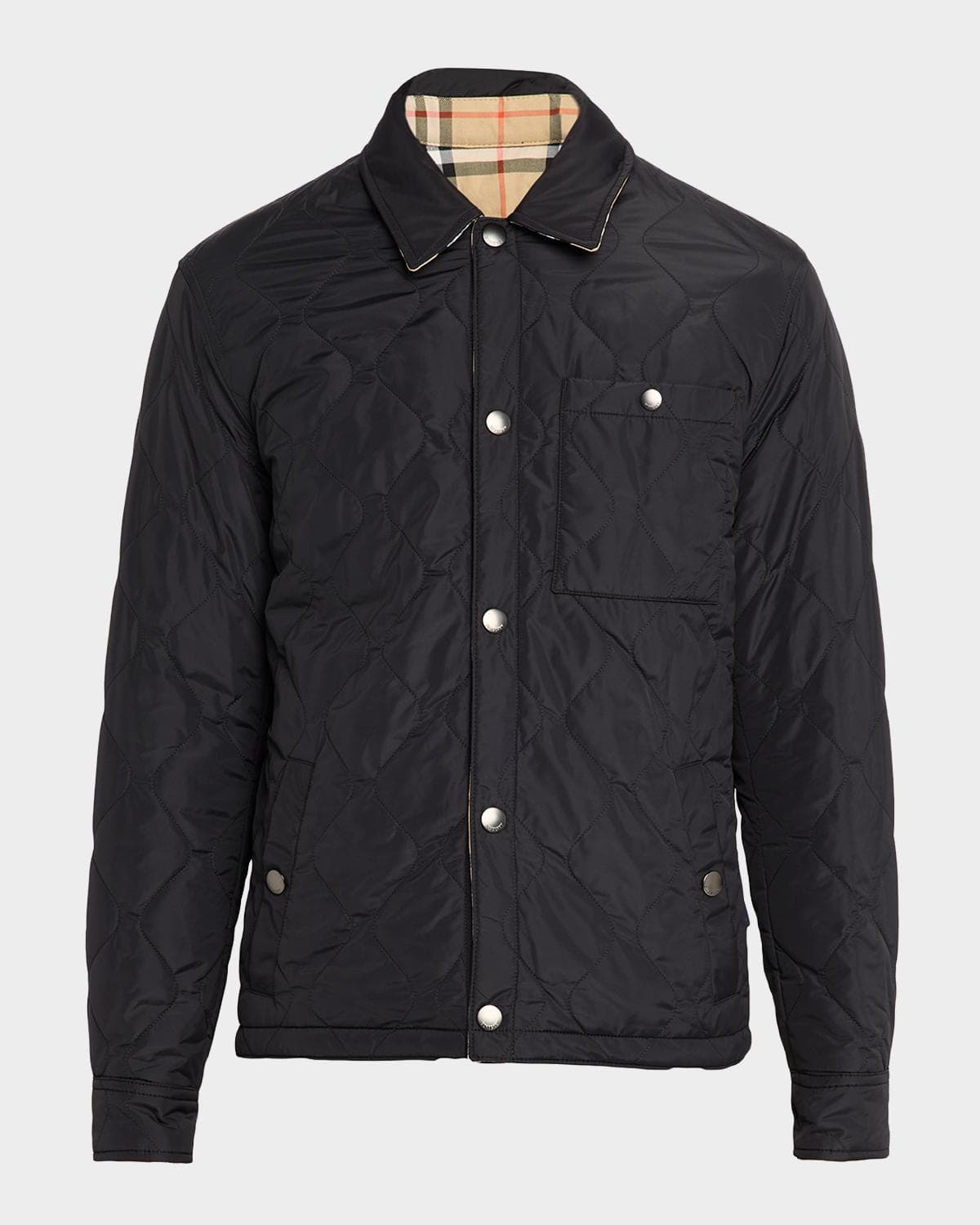 Burberry Men's Reversible Check Quilted Nylon Overshirt · SMALL