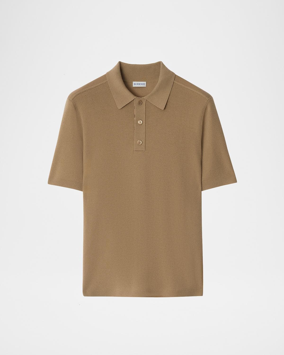 Burberry Men's Check-Placket Wool Knit Polo Shirt
