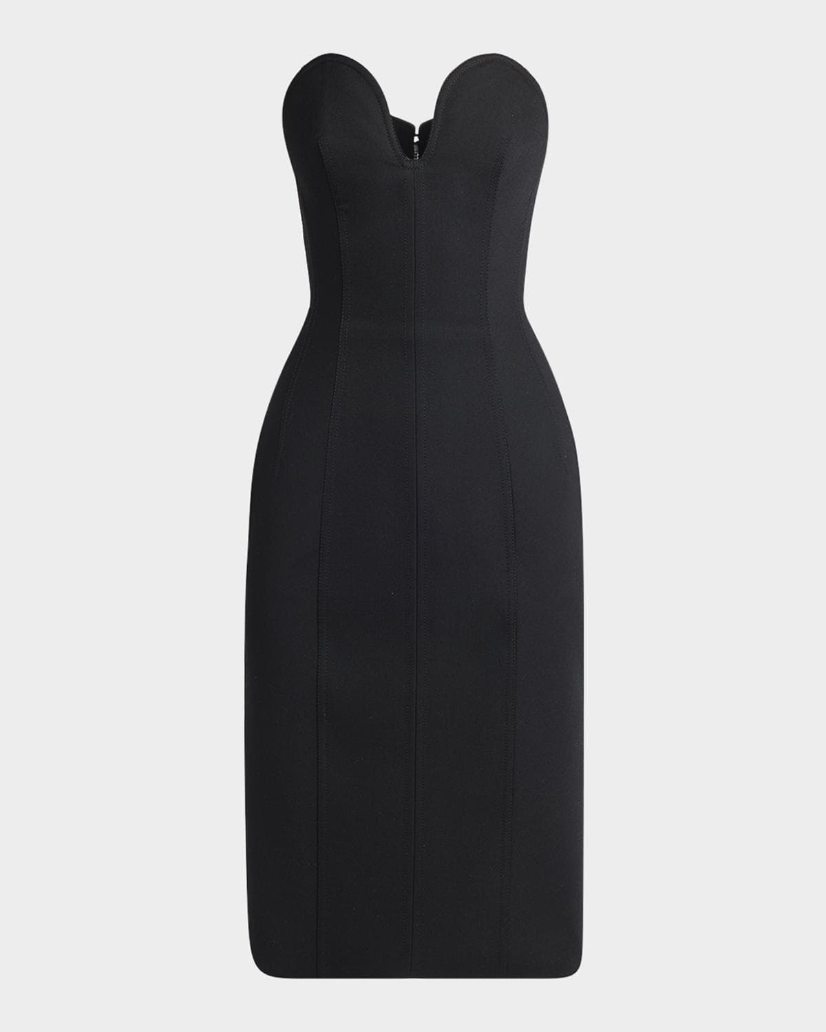 Bottega Veneta Strapless Compact Wool Waisted Buster Dress