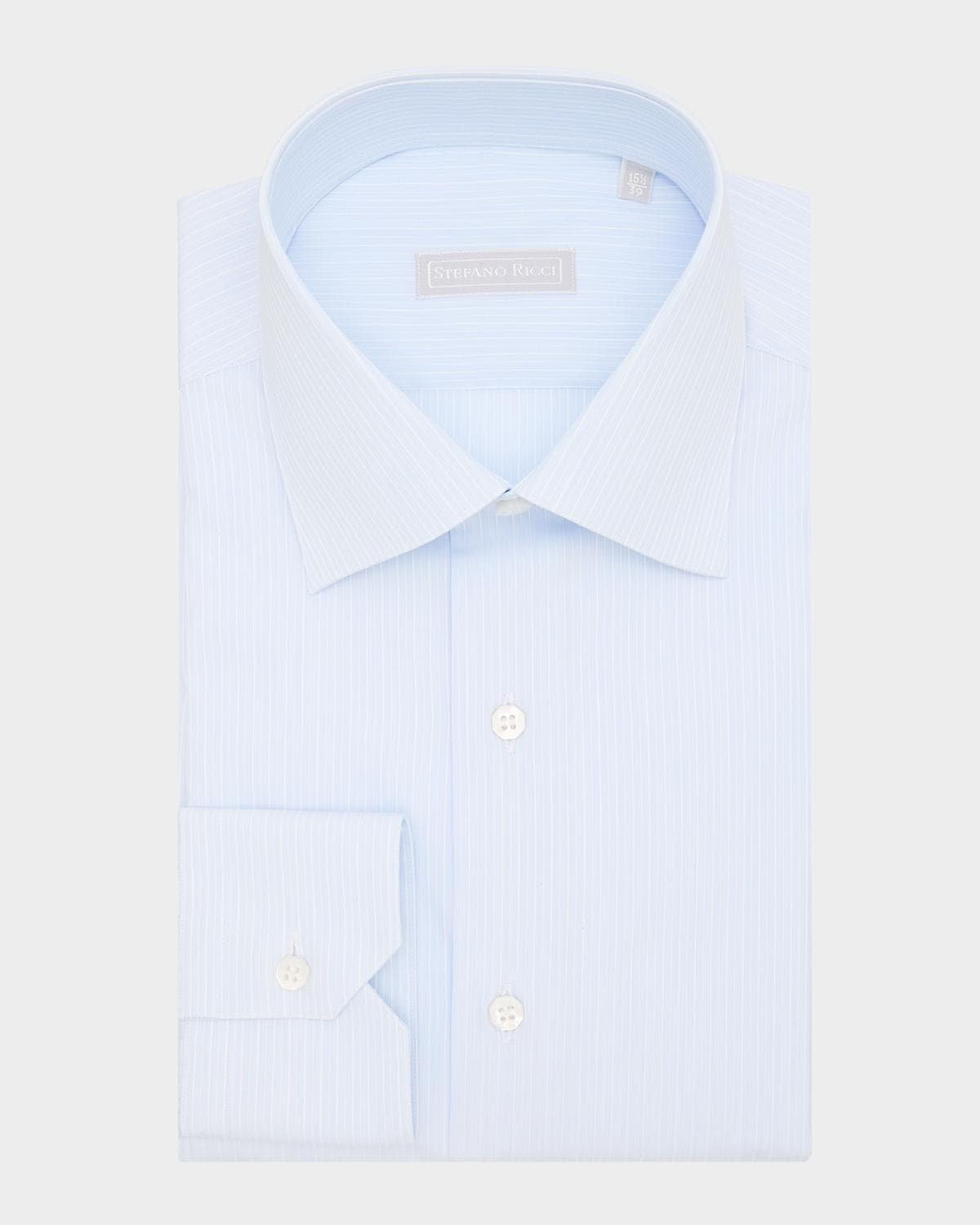 Stefano Ricci Men's Cotton Multi-Stripe Point Collar Dress Shirt