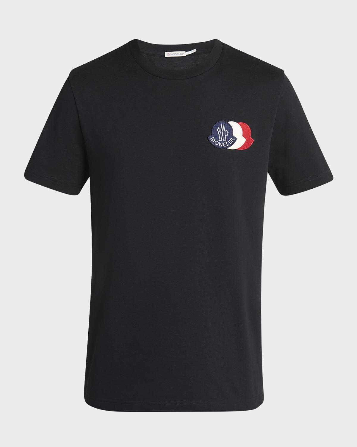 Moncler Men's Cotton Triple Logo Patch Crewneck T-Shirt