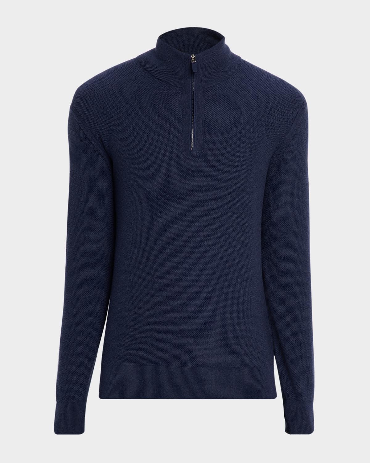 ZEGNA Men's Cashmere Waffle-Knit Quarter-Zip Sweater