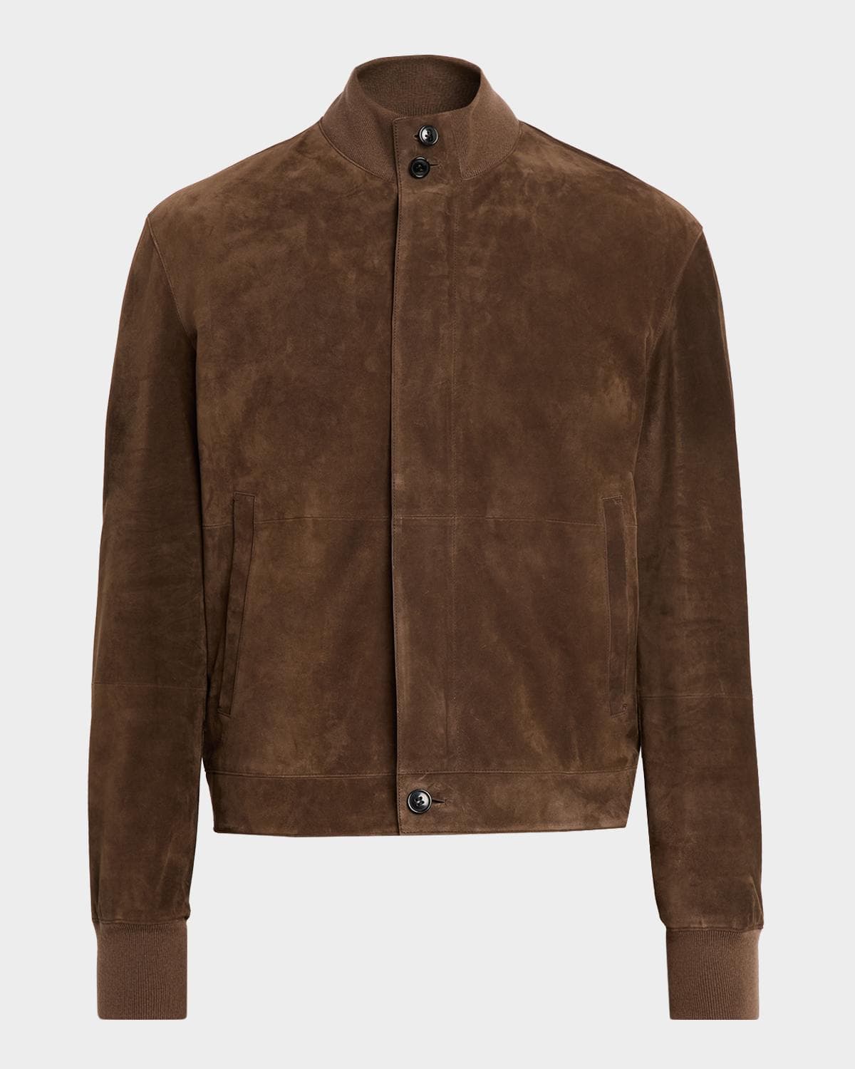 ZEGNA Men's Suede Hidden-Zip Bomber Jacket
