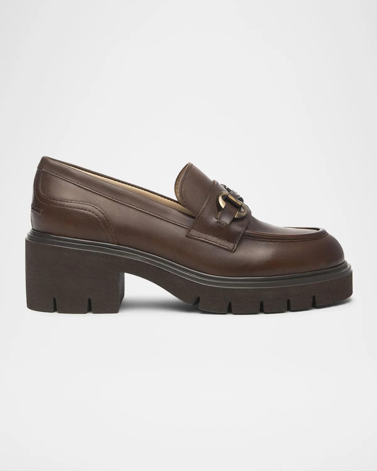 NeroGiardini Leather Block-Heel Bit Loafers