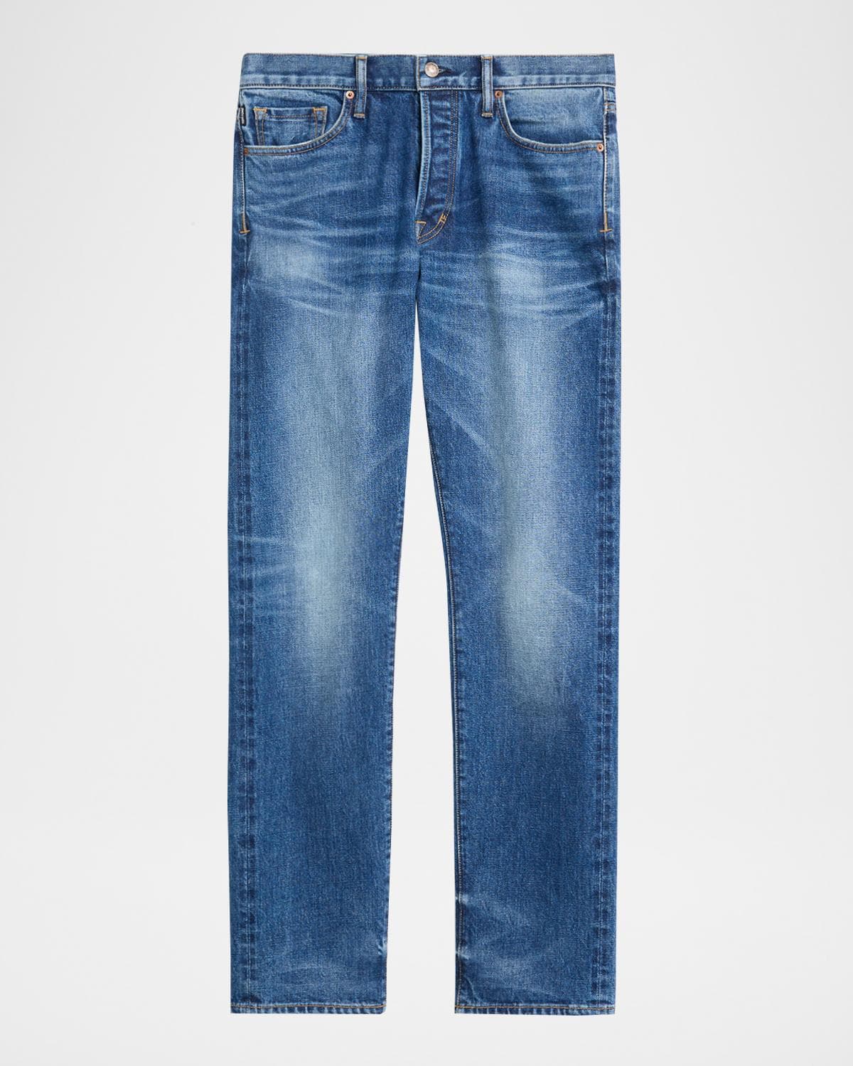 TOM FORD Men's Light Wash Selvedge Straight Fit Jeans