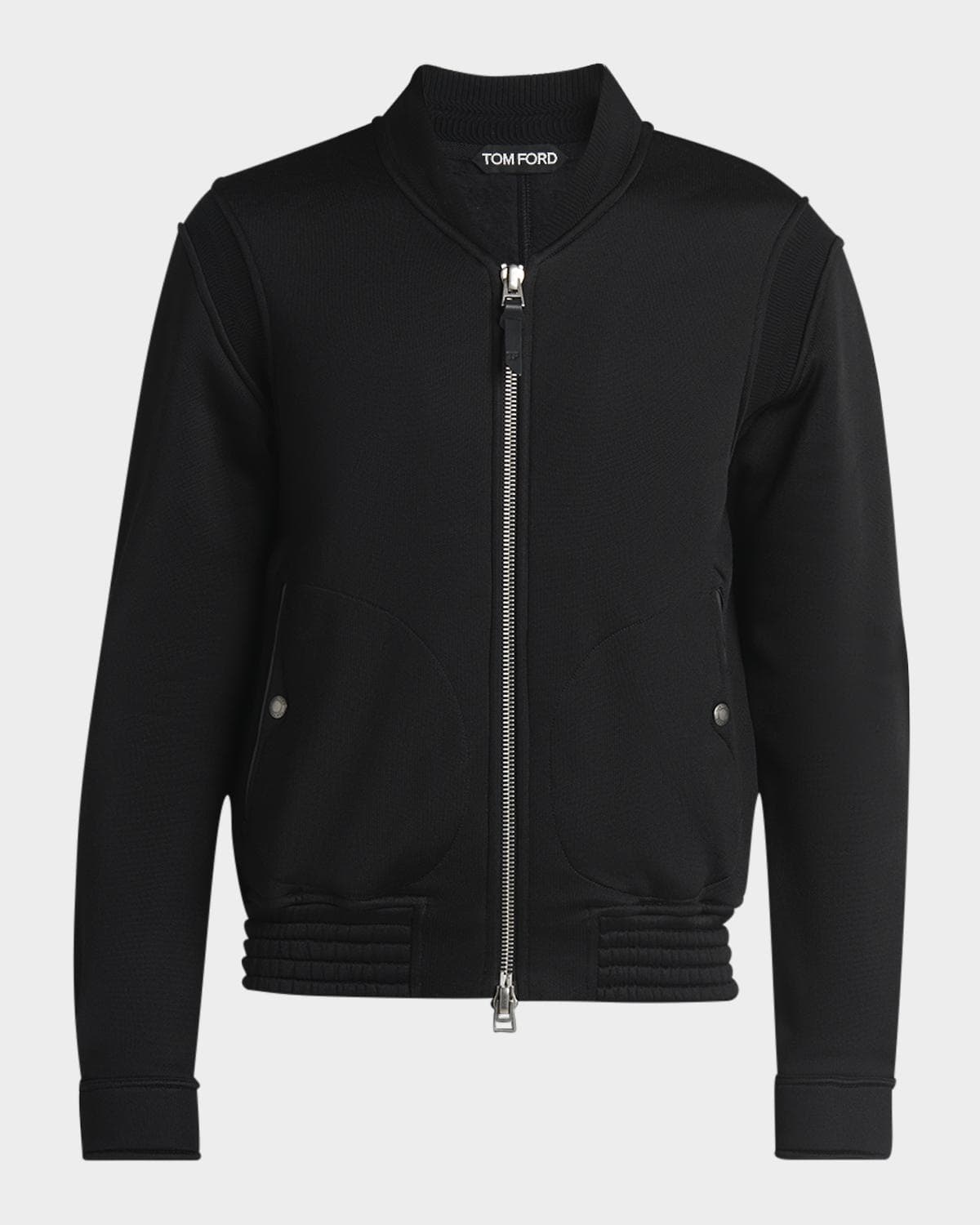 TOM FORD Men's Cotton and Viscose Ribbed Bomber Jacket