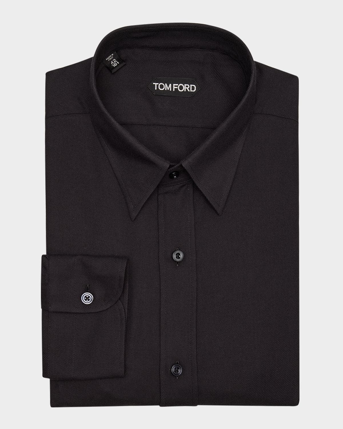 TOM FORD Men's Textured Cotton-Cashmere Shirt