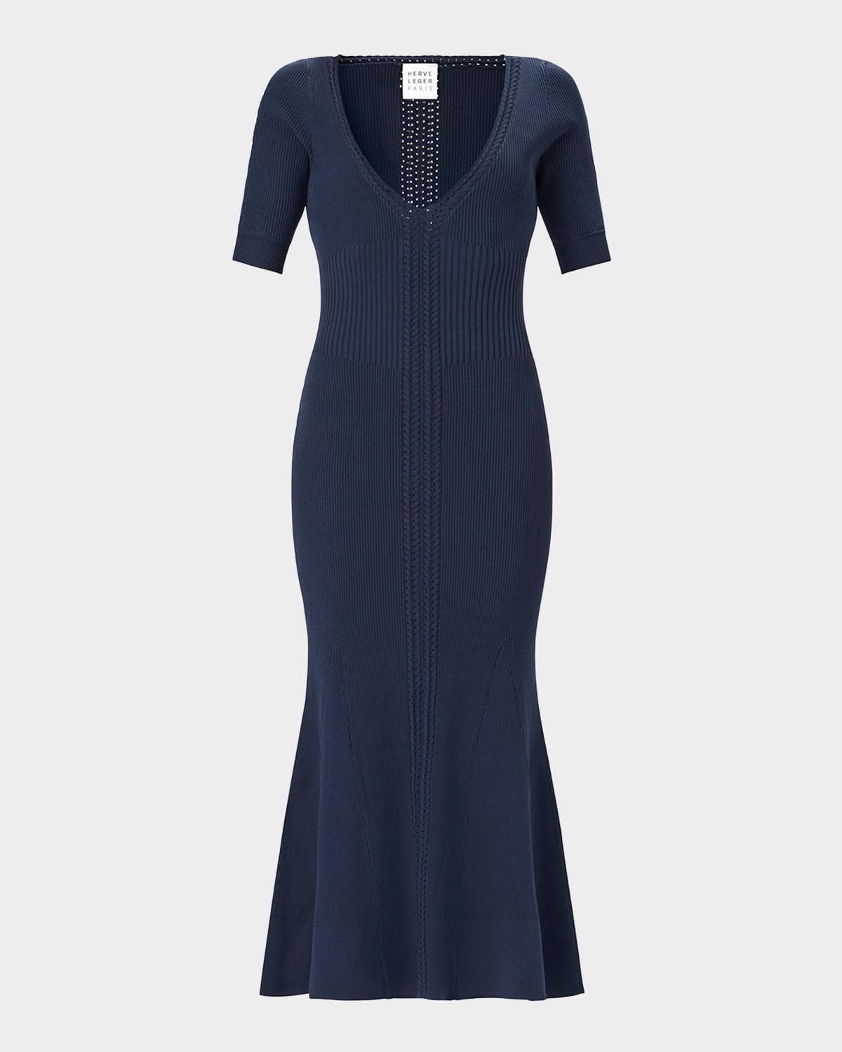 Hervé Léger The Aria Rib Knit Mermaid Midi Dress