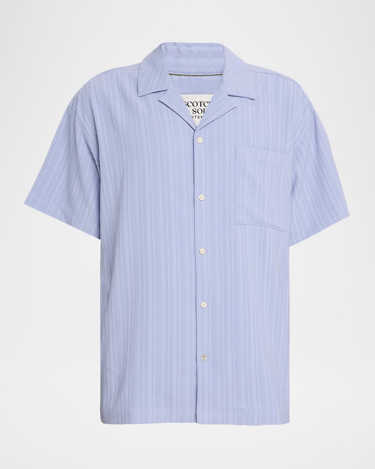 Scotch & Soda Men's Textured Stripe Pocket Short-Sleeve Shirt