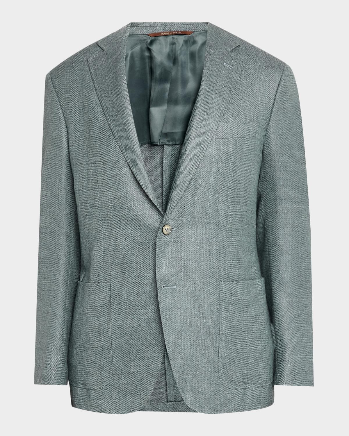 Canali Herringbone Wool-Blend Single-Breasted Blazer