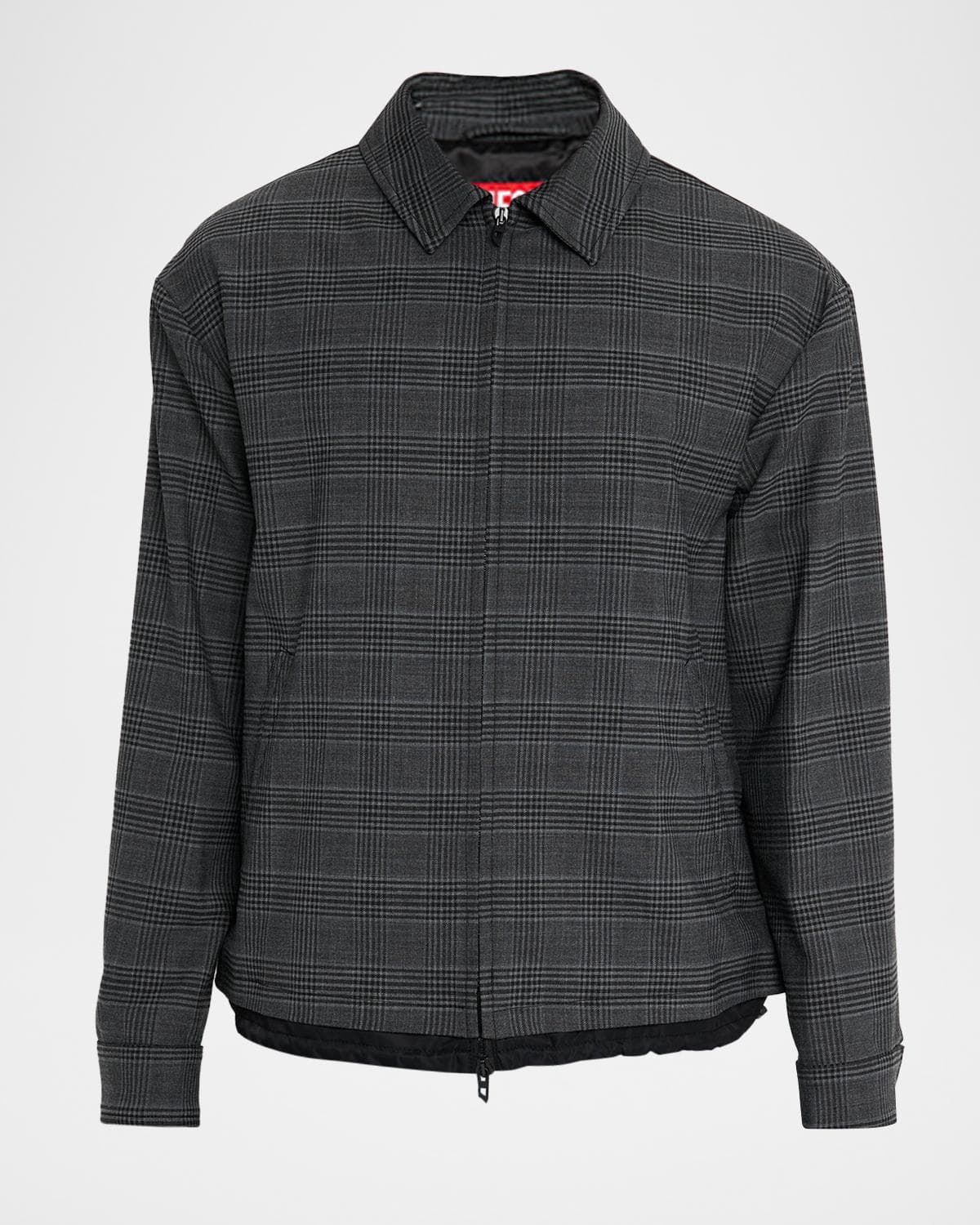 Diesel Men's J-Ting Satin and Prince of Wales Full-Zip Coach Jacket · 48R EU (38R US)