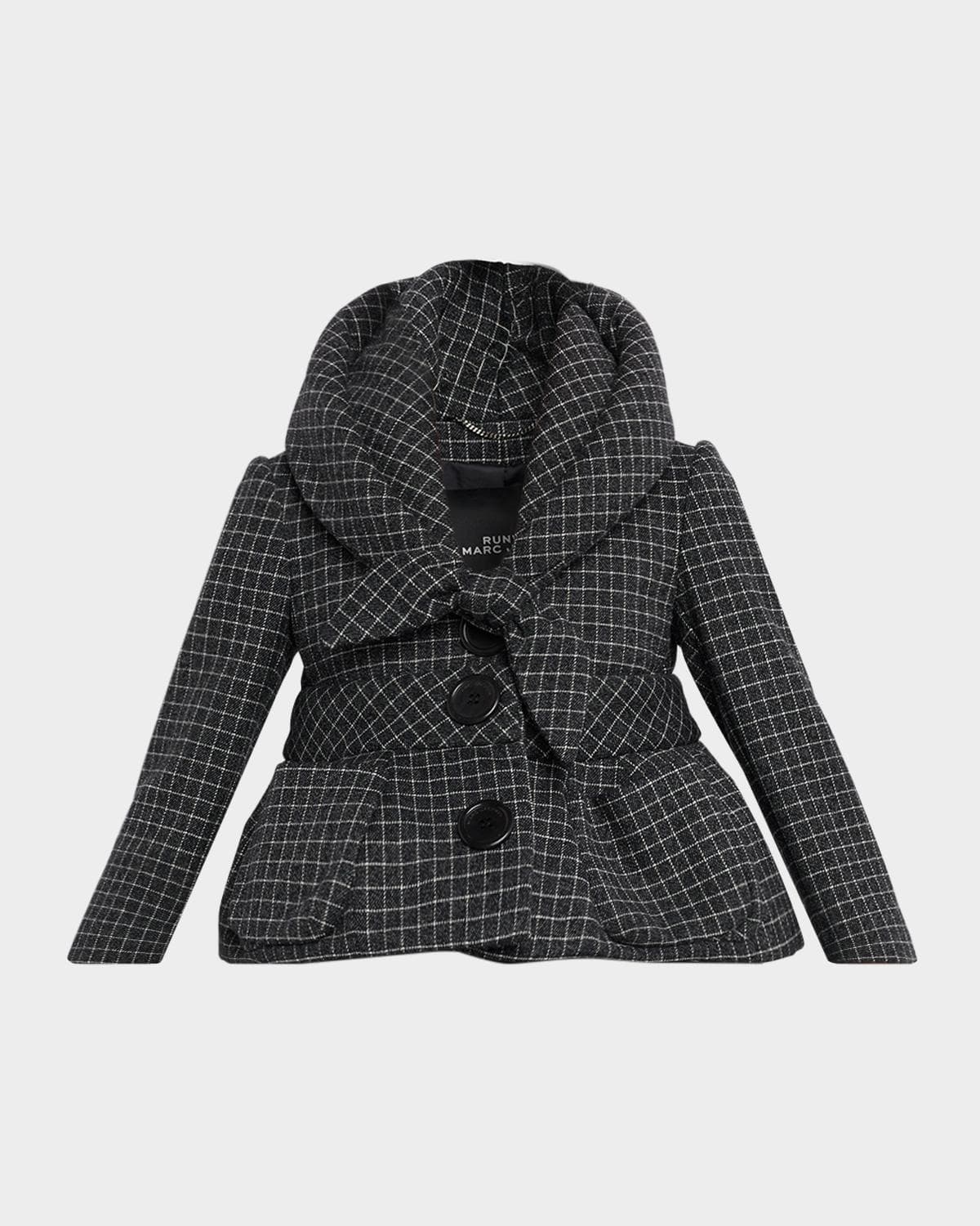 Marc Jacobs Runway Check Wool Padded Crop Hooded Jacket