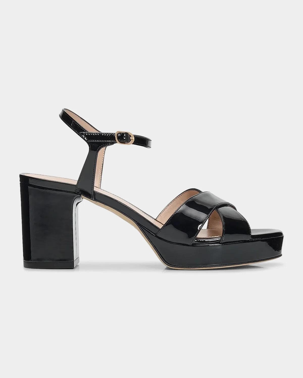 Stuart Weitzman Dayna Patent Crisscross Platform Sandals